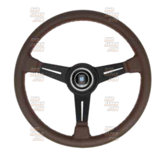 NARDI Classic Steering Wheel Brown Smooth Leather Brown Stitch Black Spoke - 360mm